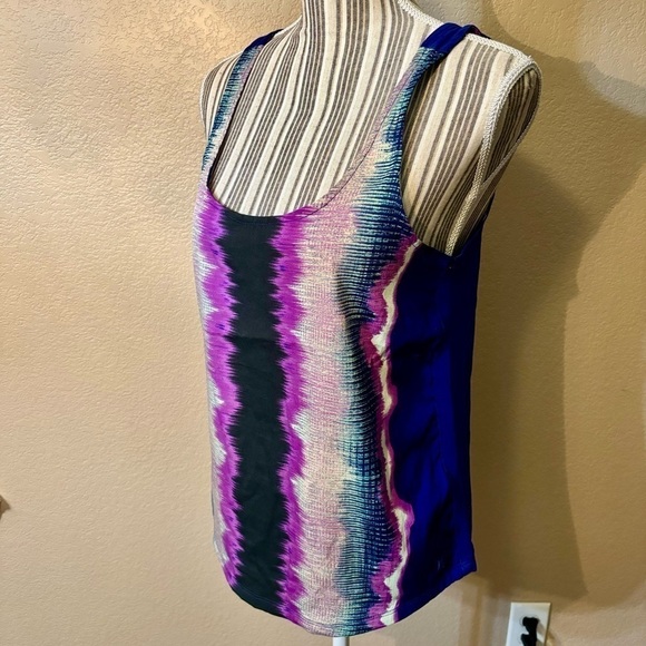 Hurley Tank Small Purple Turquoise Black Abstract Pattern Athletic Stretchy - Picture 6 of 14